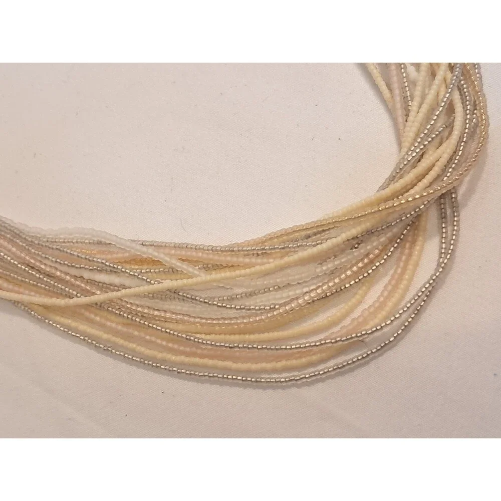 NWT Peyote Bird Multi Strand White Neutrals Seed Bead Necklace 20
